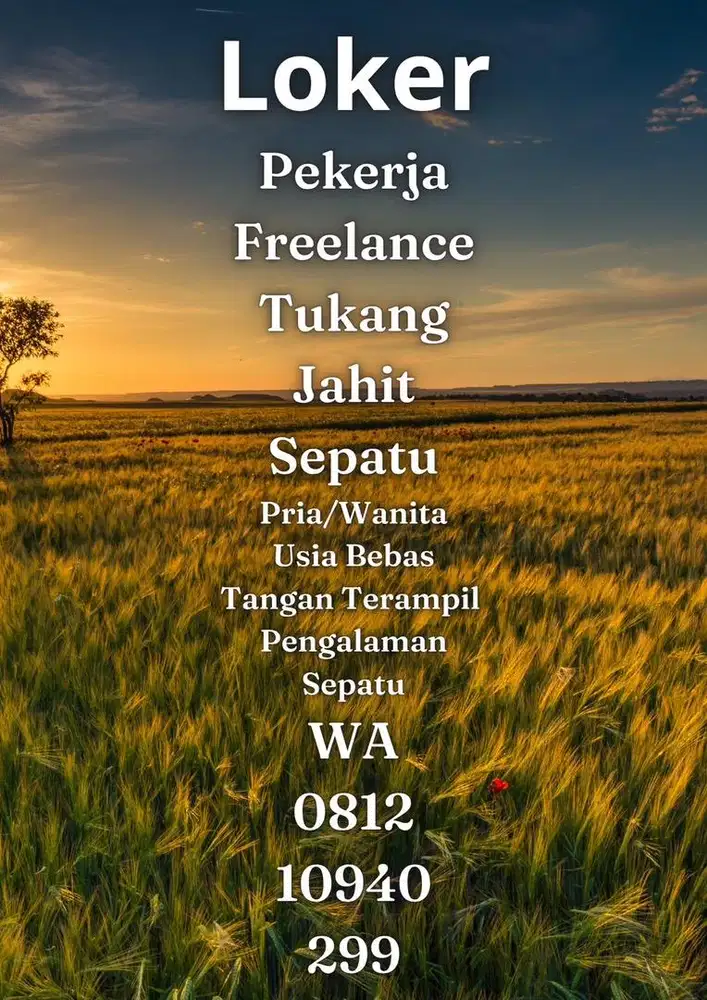 Loker Pekerja Lepas Tukang Jahit (Stik) Sepatu