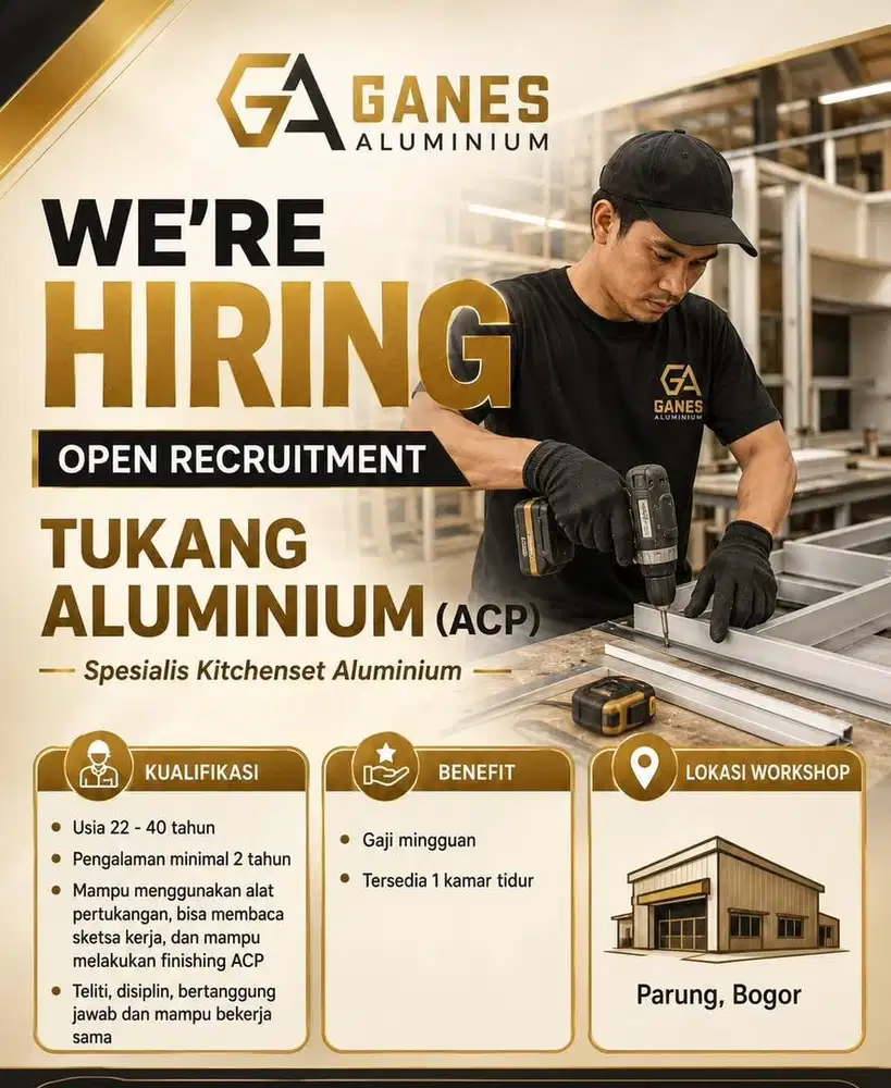 DIBUTUHKAN TUKANG KITCHENSET ALUMUNIUM