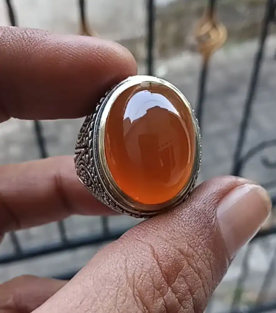Batu cincin akik obi oren giwang