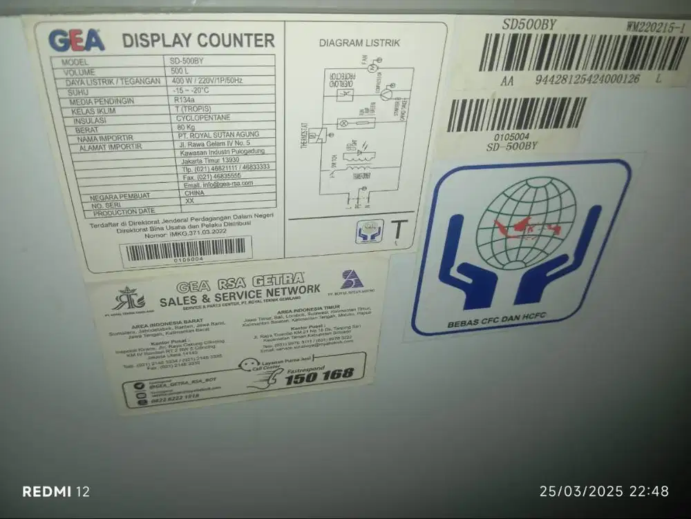 Freezer Sliding Curve Glass Gea 500 Liter Sd-500-by Gea Sd500by 5001