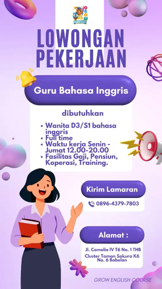 Lowongan guru bahasa inggris