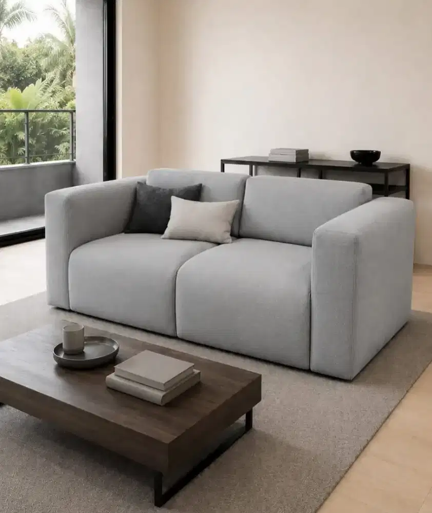 Sofa 2 dudukan minimalis abu abu