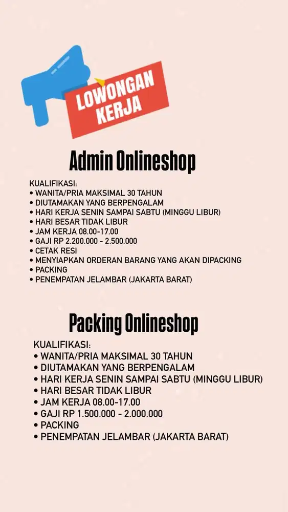 LOKER DAERAH JAKBAR JELAMBAR