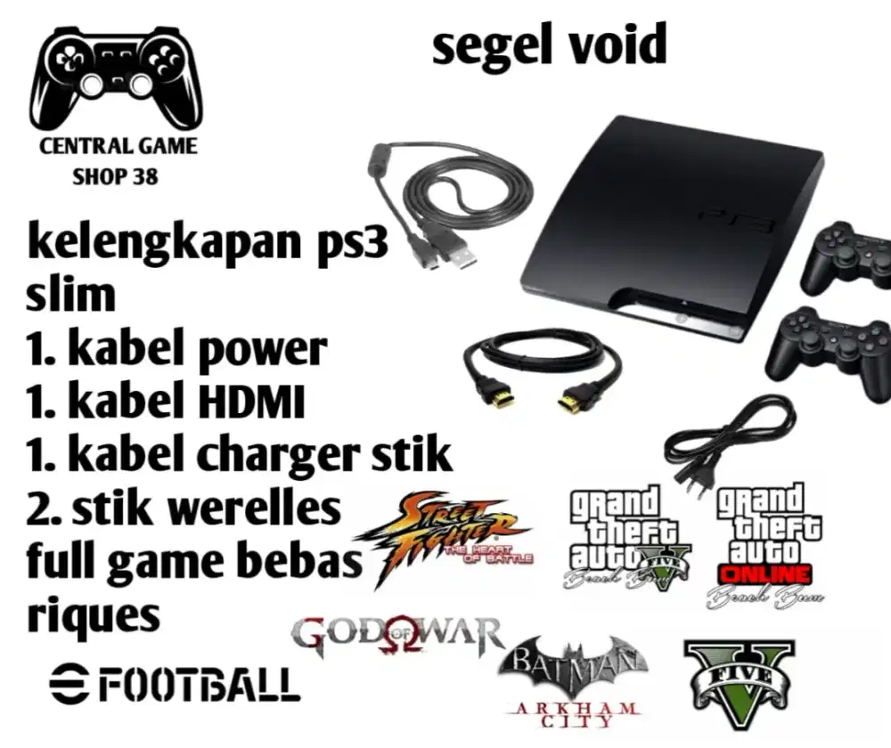 Jual sony playstation 3 slim 25. Gb 2 stik