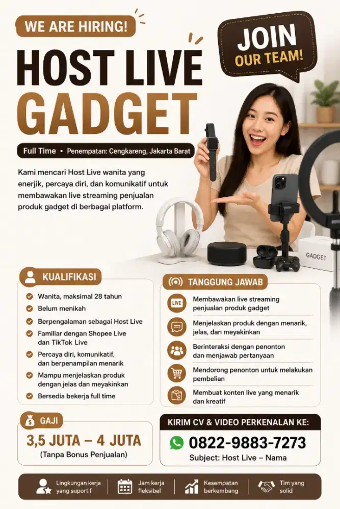Host Live Gadget – Full Time | Cengkareng