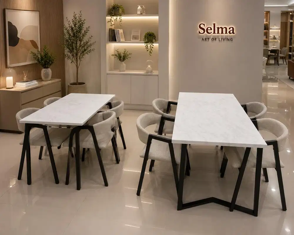 Meja makan harper with marble