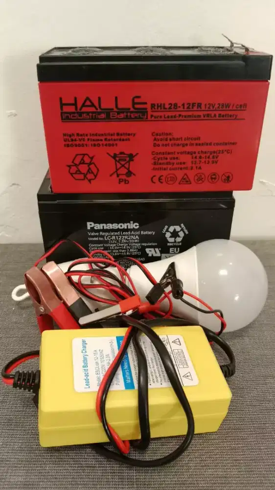 lampu emergency + aki murah nian