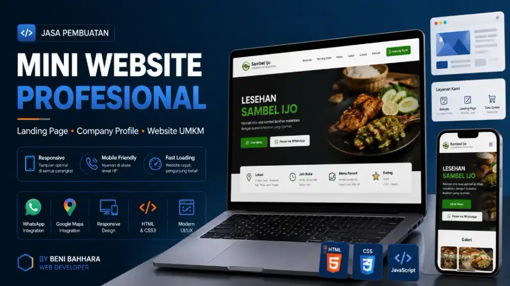 Jasa pembuatan mini website profesional untuk UMKM, responsif, modern