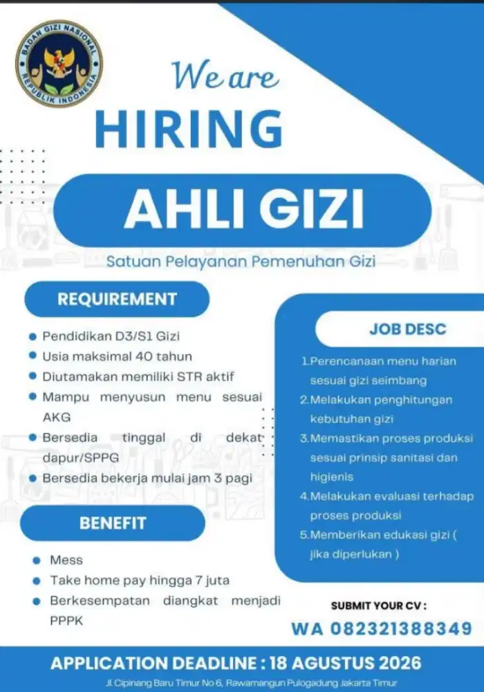 Tersedia lowongan kerja
