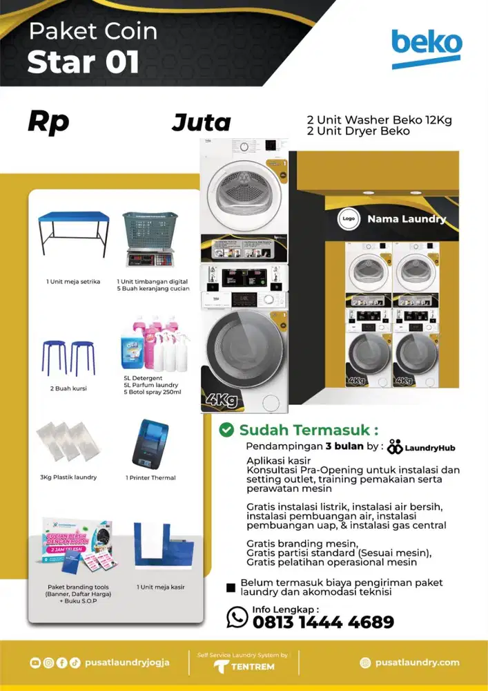 Paket Usaha Laundry Self Service Sistem Coin 2 Stack