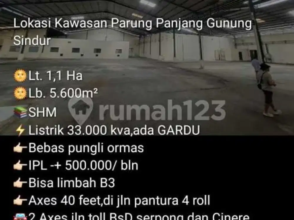 Disewakan Gudang Di Parung Panjang Gunung Sindur