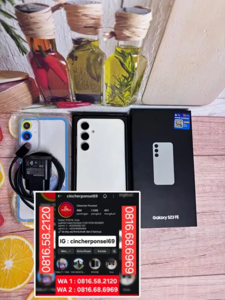 Jual hp likenew Samsung S23 fe 8/256 fullset ori siap pakai