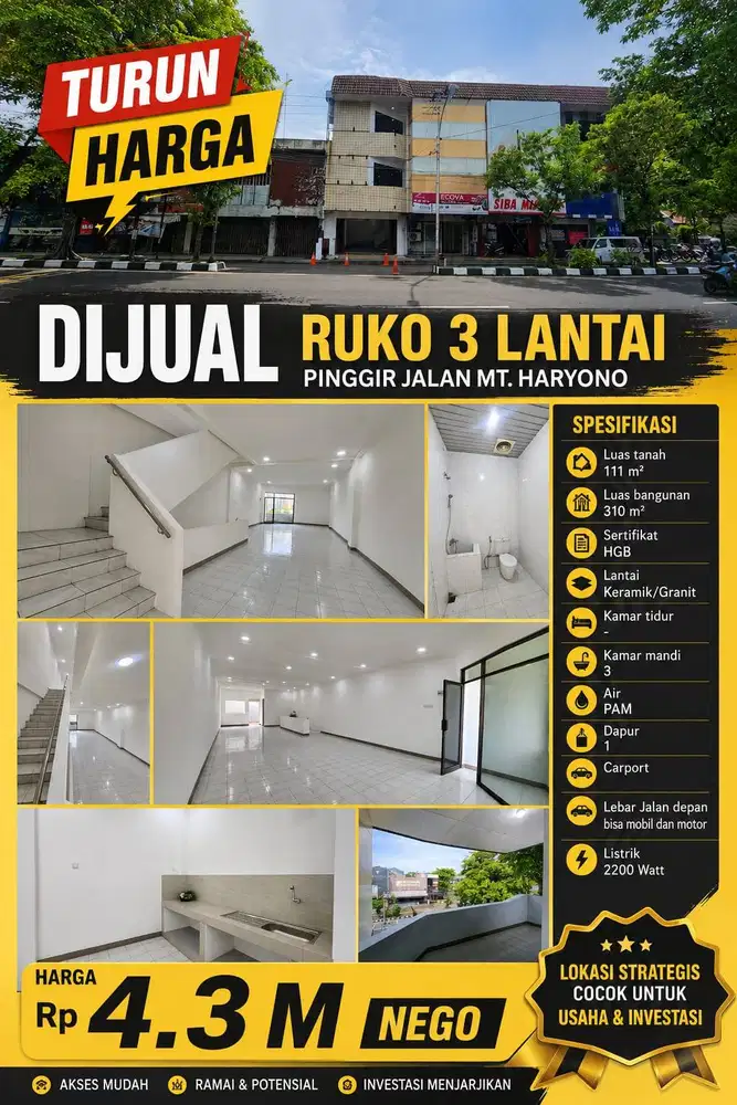RUKO MT HARYONO 3LT/310m UNTUNG MURAH CEPAT SEGERA