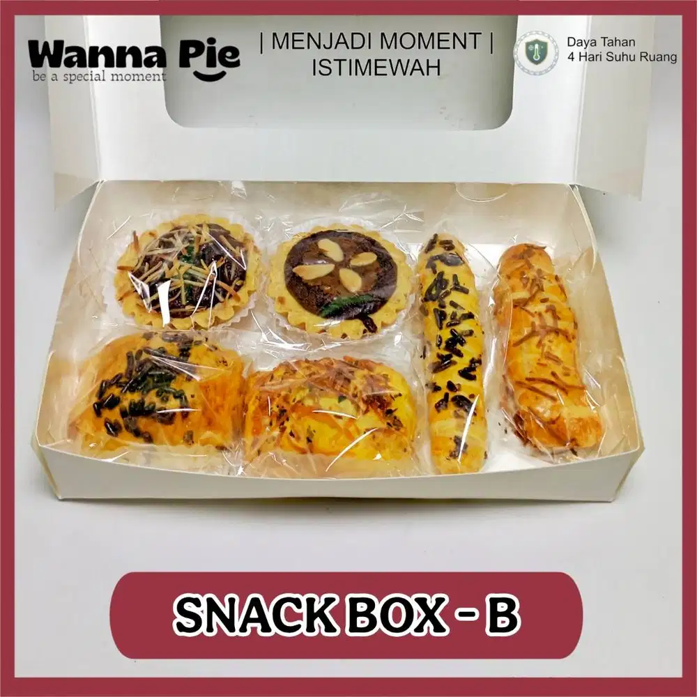 Snack Box - B isi 6 Varian Bolen Pisang Coklat Keju Pai Brownies