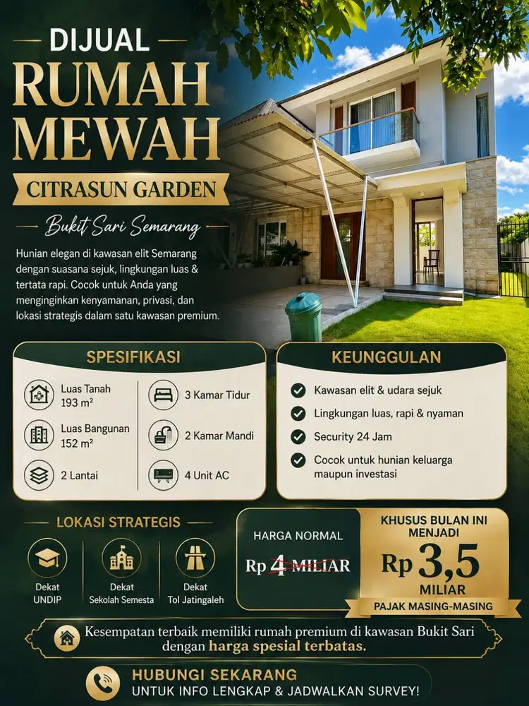 DIJUAL CITRASUN GARDEN VIEW 2LT/193m MURAH DIBAWAH HARGA PASAR SEGERA