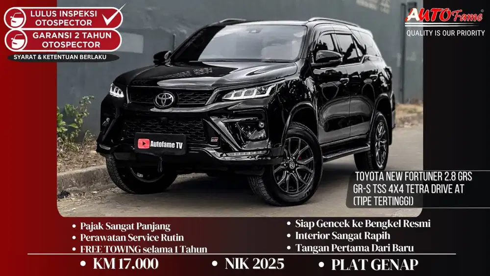 Toyota New Fortuner 2.8 GRS GR-S TSS 4X4 Tetra Drive AT NIK 2025