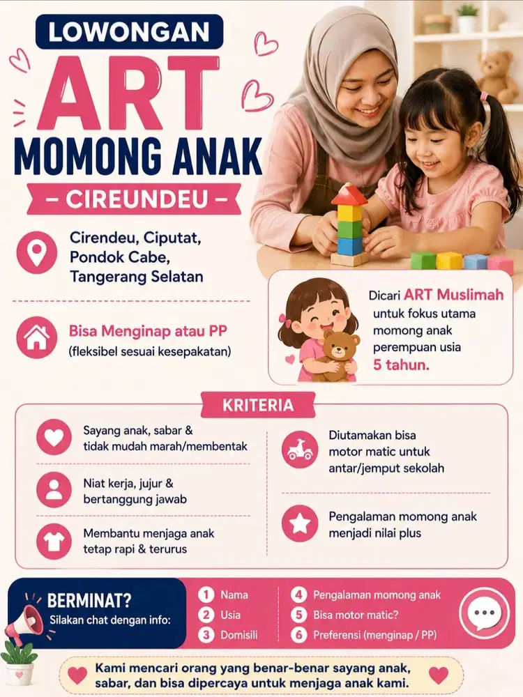LOWONGAN ART CIPUTAT/CIREUNDEU/PONDOK CABE