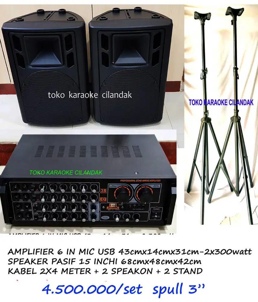paket karaoke speaker 15 inch dan stand bracket