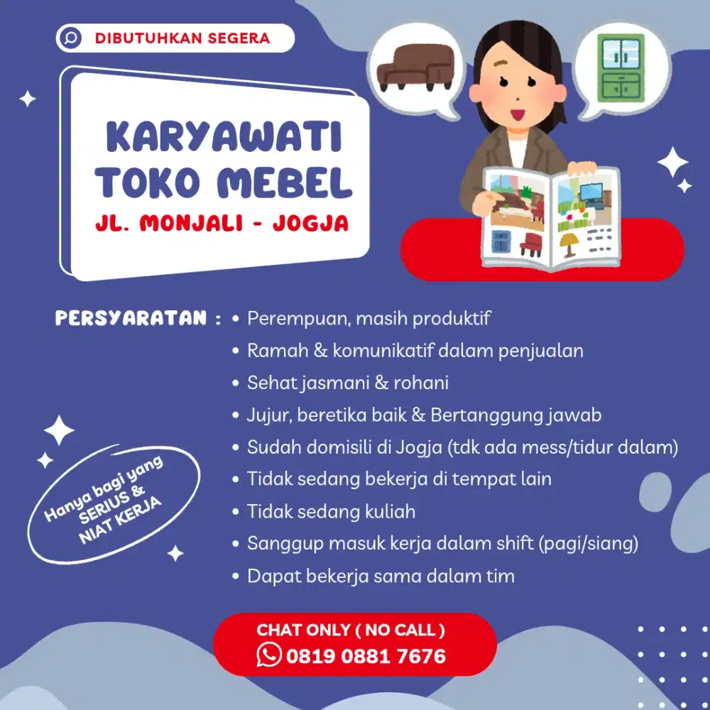 Lowongan Karyawati Toko Mebel