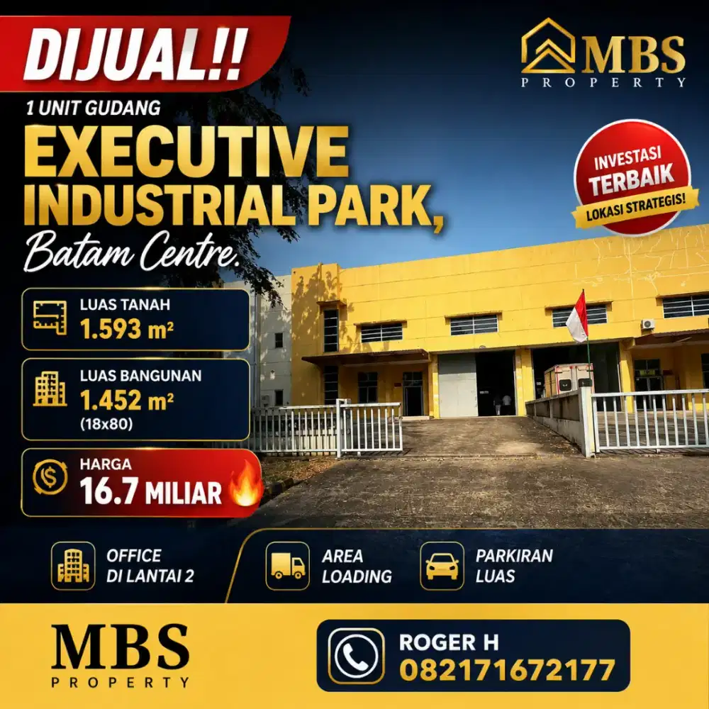 DiJual
1 Unit GUDANG EXECUTIVE INDUSTRIAL PARK