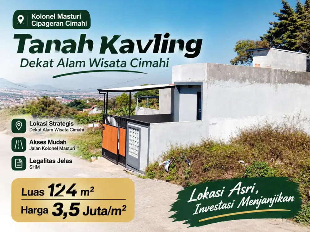 Tanah Kavling SHM 124 m2 Dekat Alam Wisata Cimahi Kolonel Masturi