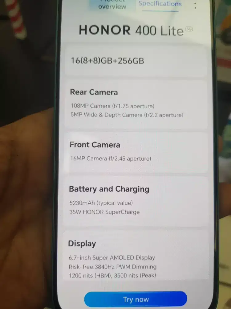 Honor 400 lite 16 (8+8) / 256 bisa kredit tanpa DP
