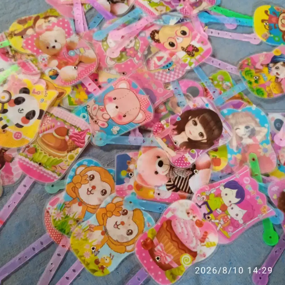 100 pcs Kipas Plastik Mini Motif Anak - Anak