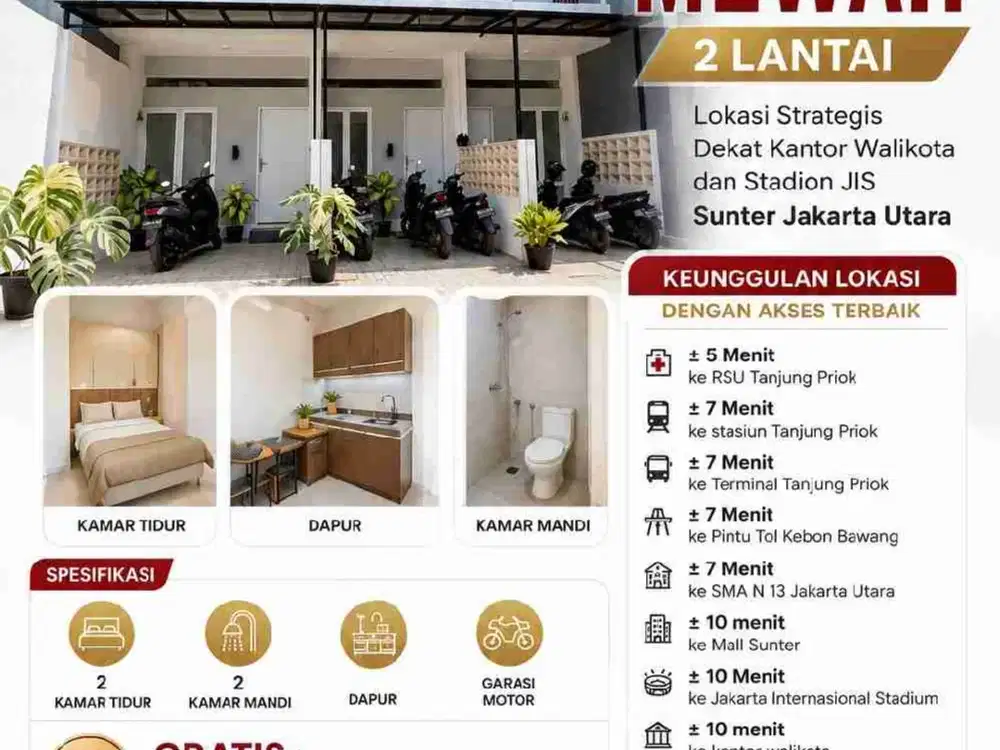 Rumah cluster Jakarta Utara. Dekat stasiun, pintu tol