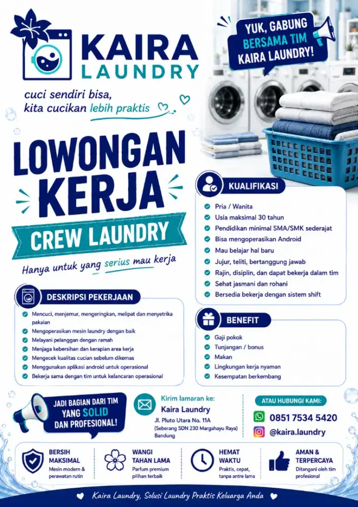 DIBUTUHKAN KARYAWAN LAUNDRY (LOKER)