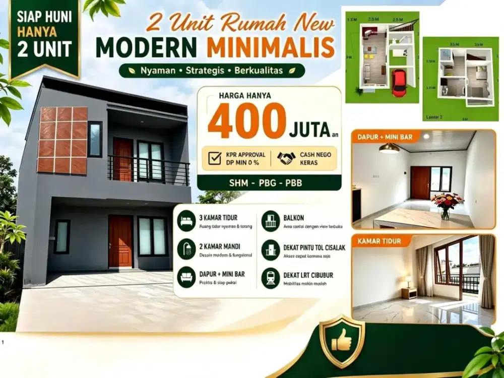 Promo Rumah New Siap Huni 2 Lantai Dekat Pasar Cisalak & LRT Harjamukti Depok