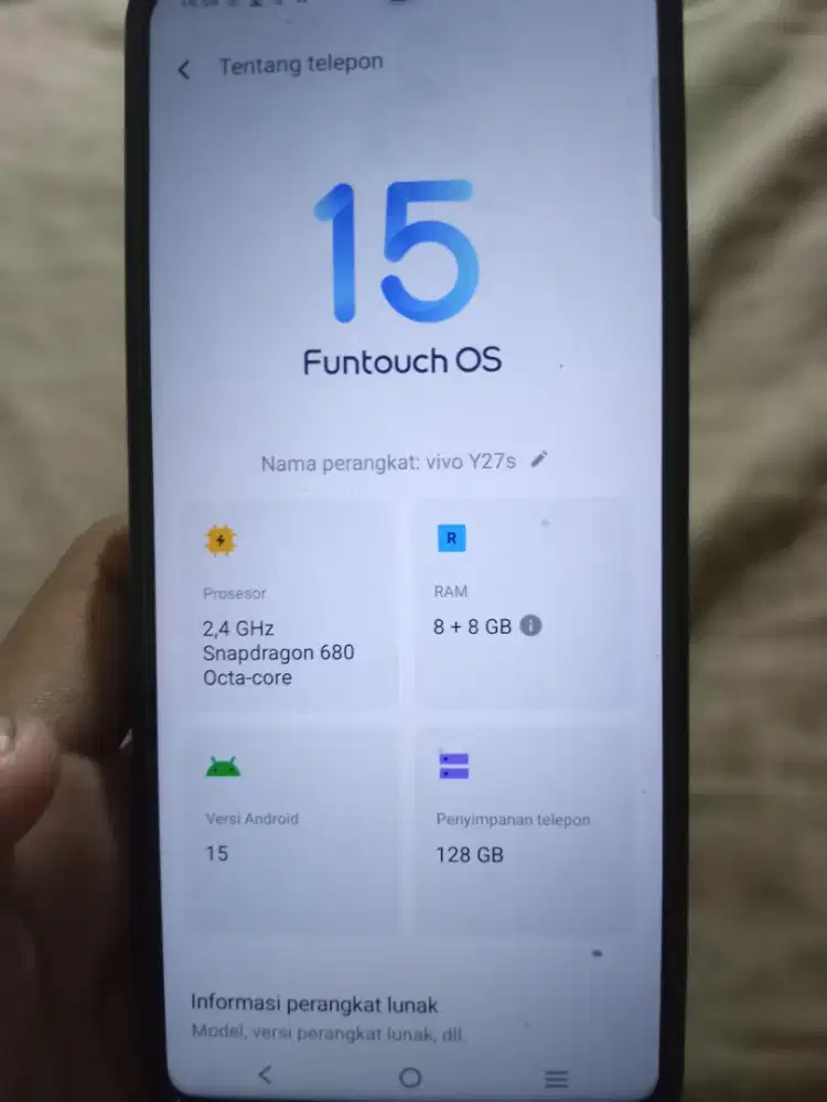 Vivo y27s ram 8+8/128GB