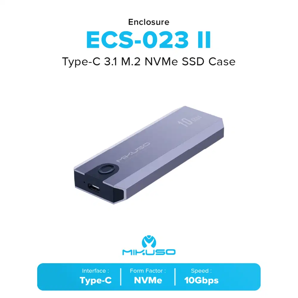 Mikuso ECS-023 II Type-C 3.1 Aluminium Alloy M.2 NVMe SSD Enclosure