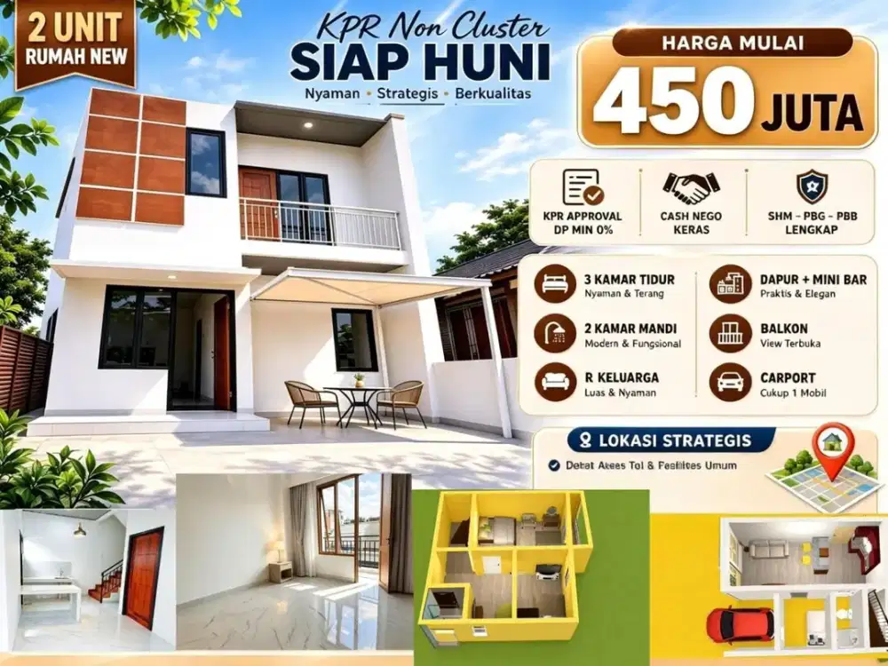 Hunian New 2 Lantai Dp Min 0% Dekat Pasar Cisalak dan Gerbang Tol Cisalak Depok
