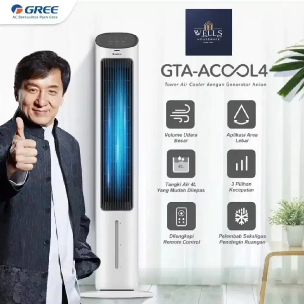 Gree tower fan air cooler with Generator Anion | Kipas angin | AC