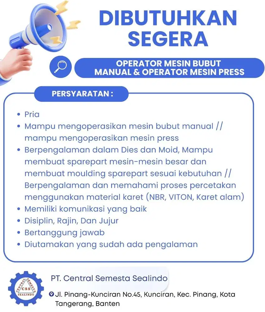 OPERATOR MESIN BUBUT MANUAL DAN MESIN PRESS