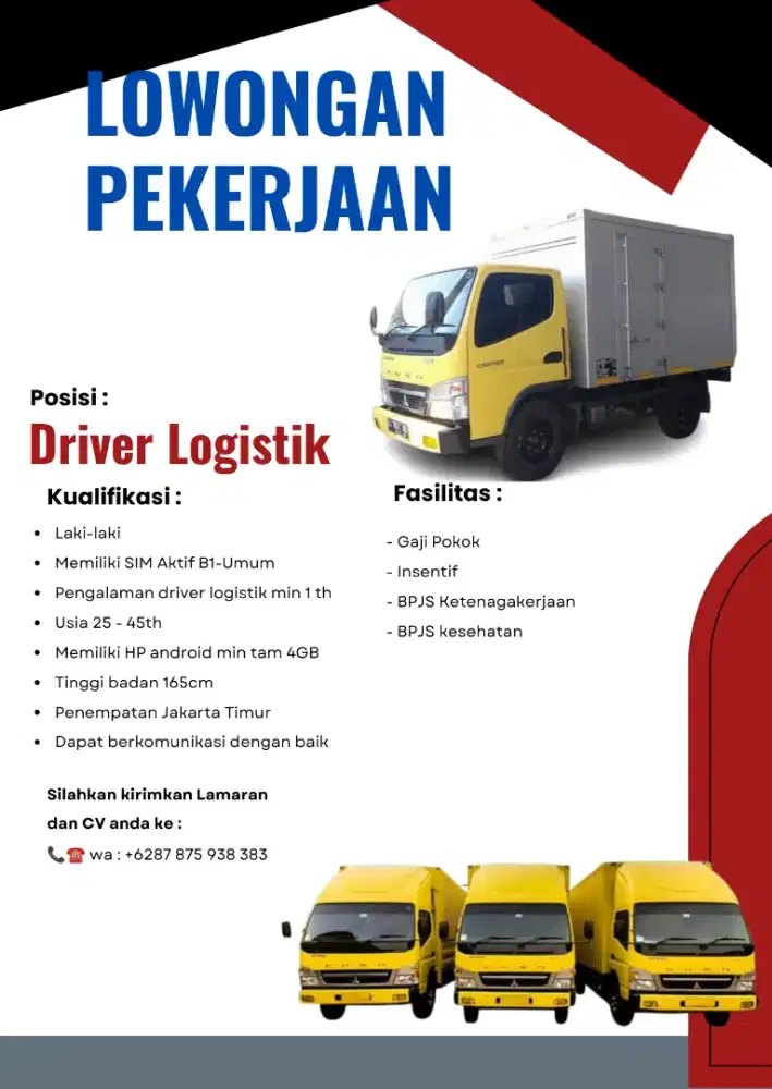 lowongan kerja Driver Logistik