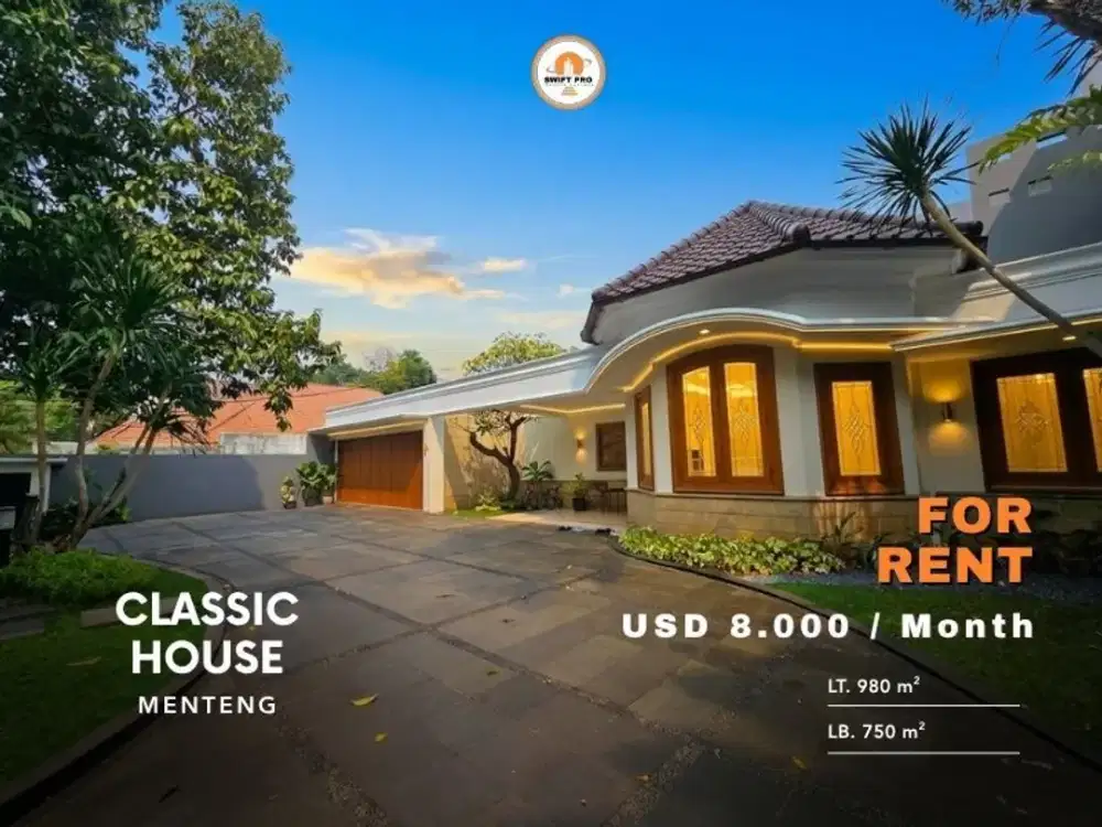 Sewa Rumah Klasik 2 Lantai SHM Full Furnished
