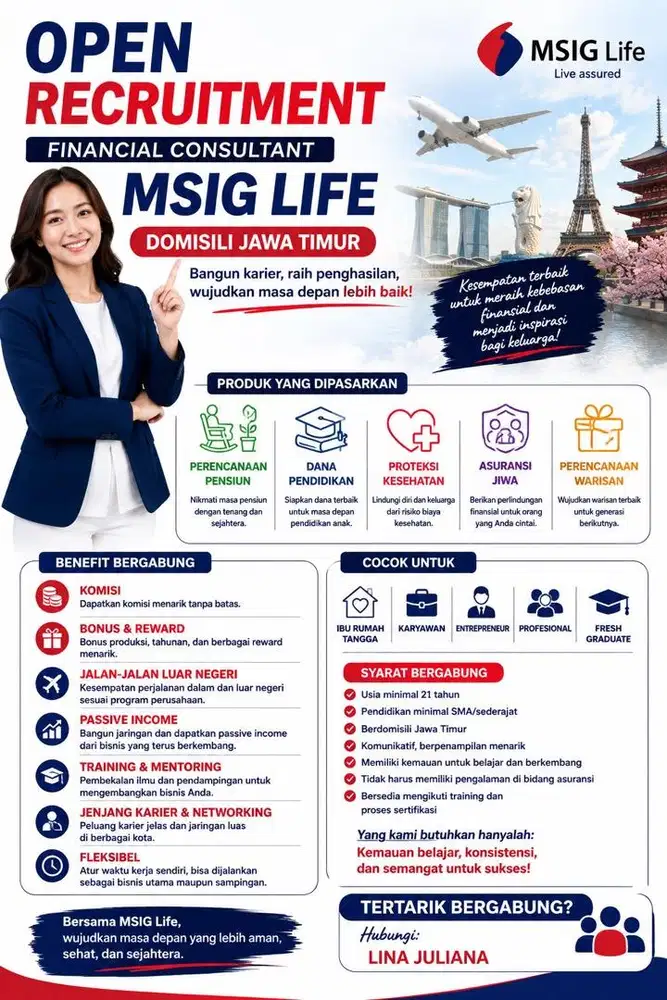 OPEN RECRUITMENT  FINANCIAL CONSULTANT MSIG LIFE Domisili Jawa Timur