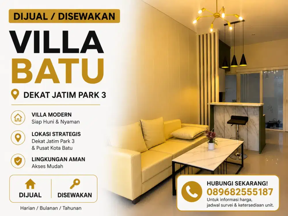 Villa Eksklusif 900 Jutaan Dekat Jatim Park 3 Kota Batu, Hunian Mewah & Strategis