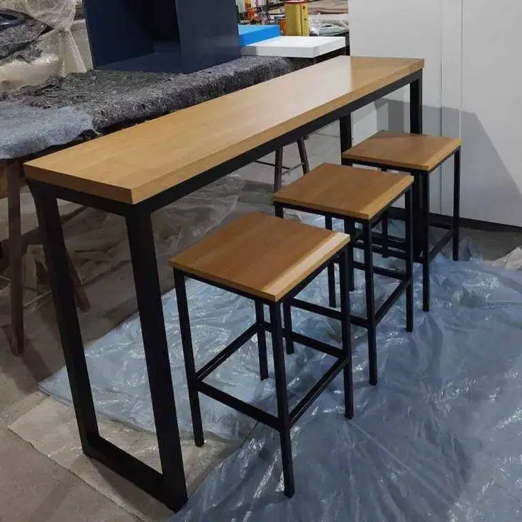 Meja Besi Kayu Custom Minimalis Gaya Industrial Modern