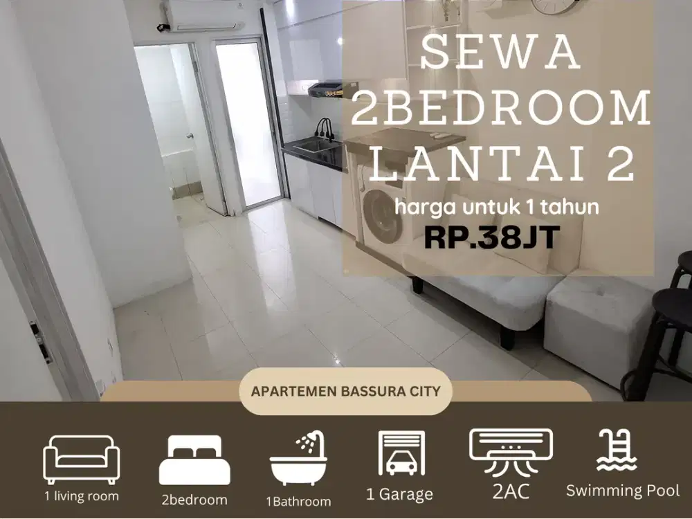 Disewakan 2kamar semi furnish lantai rendah apartemen bassura city