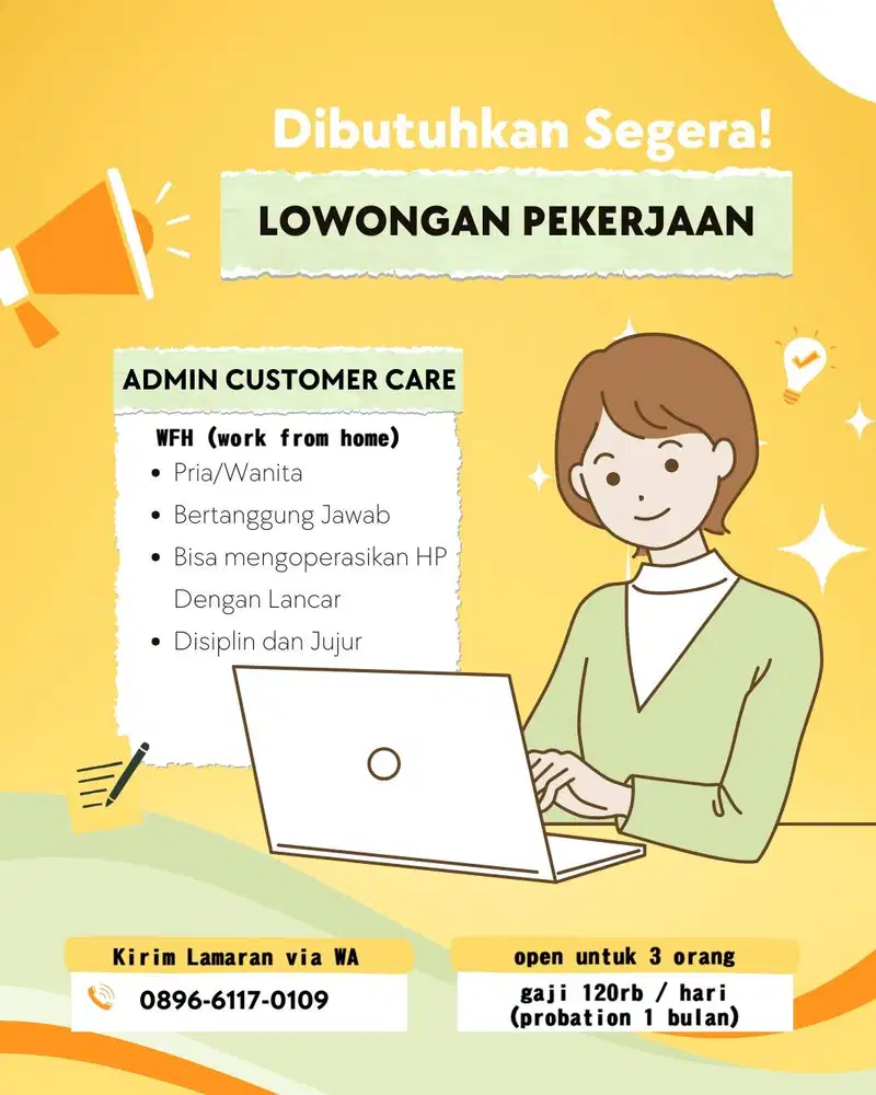Lowongan Kerja Admin Sales Pelayanan (Tanpa Target)