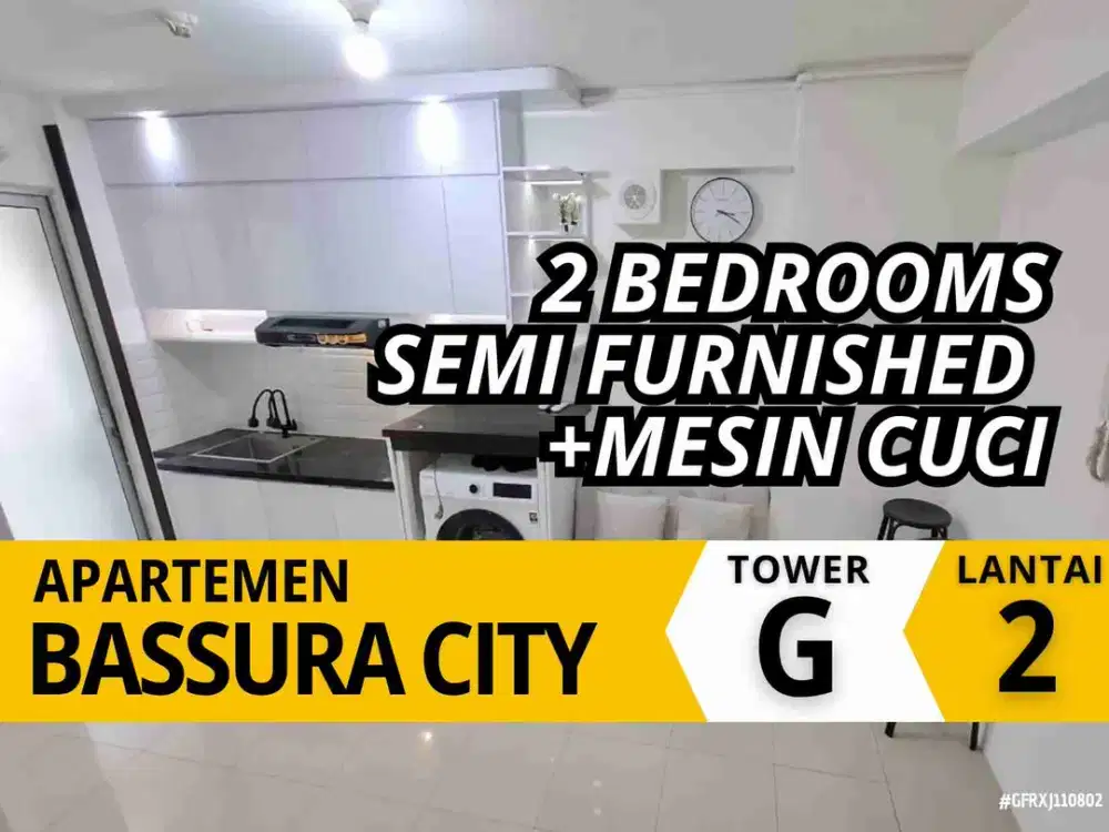 Sewa 2 Bedroom Ada Mesin Cuci Tower G Lantai 2 Apartemen Bassura City