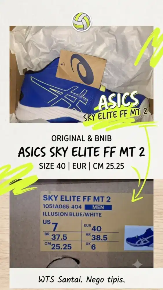 Sepatui ASICS Sky Elite FF MT 2 Original BNIB-Illusion Blue/Size40