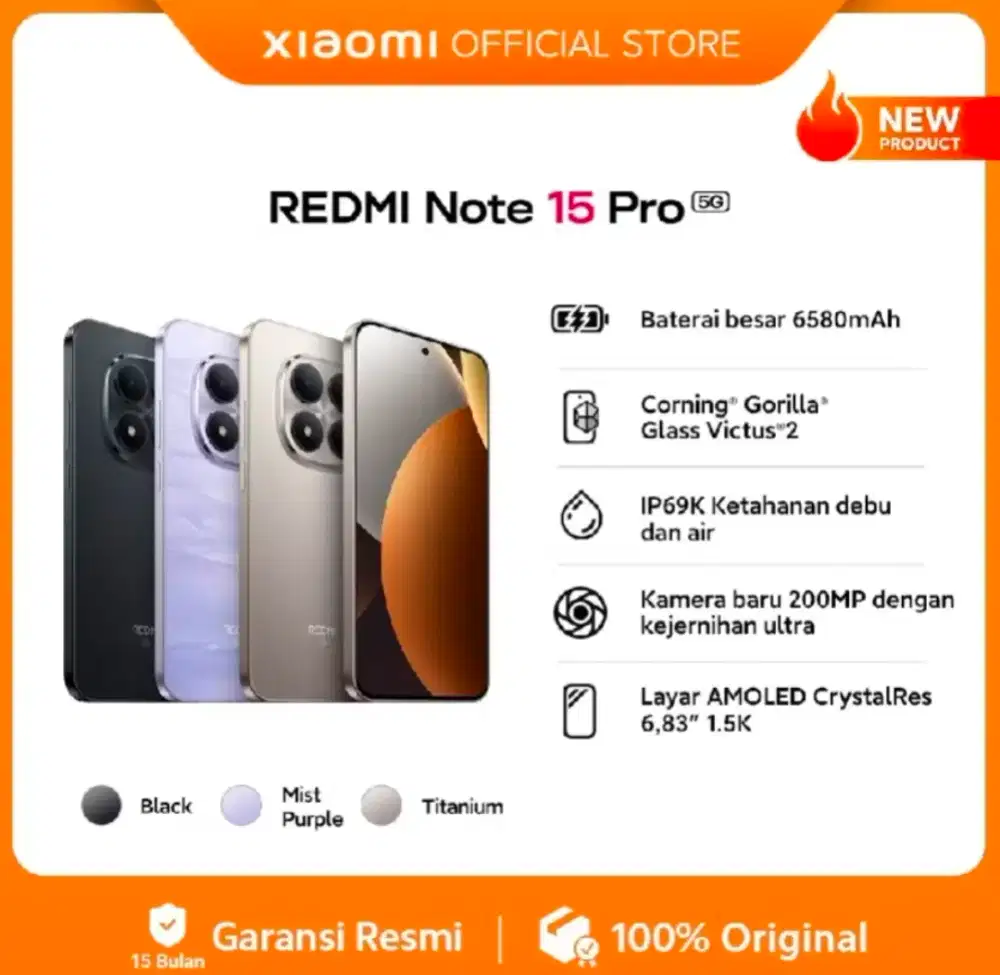 NEW REDMI NOTE 15PRO 5G 8/256GB FREE Hadiah Agustus