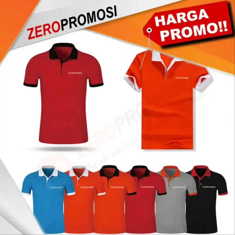 Kaos Polo Custom Logo Bordir untuk Souvenir Promosi, Event