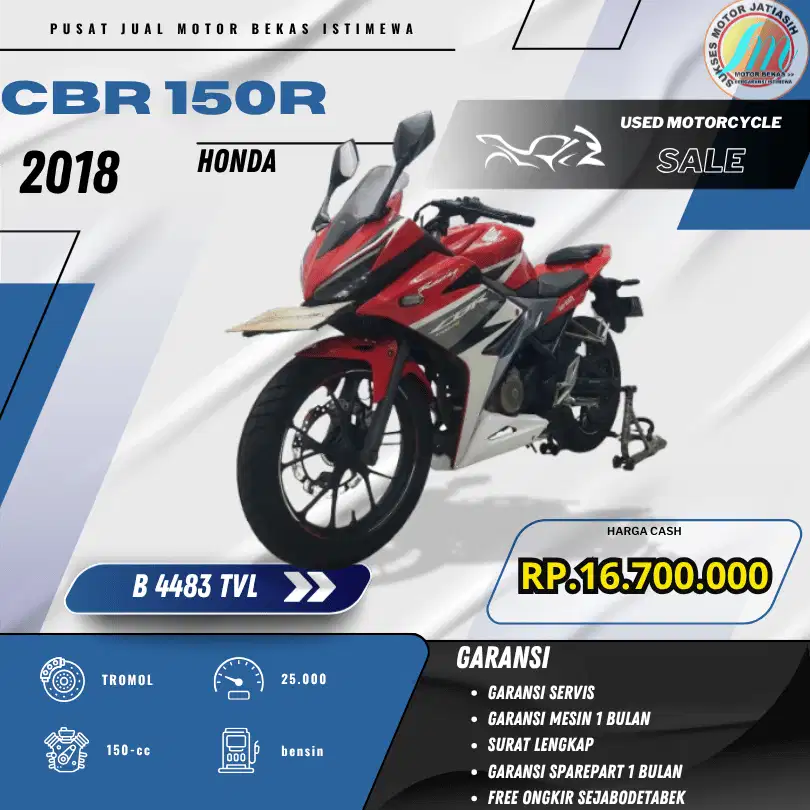 HONDA CBR 150R 2018  BISA PAYMENT CC & SPYLATER KREDIVO(SUKSESMOTOR)