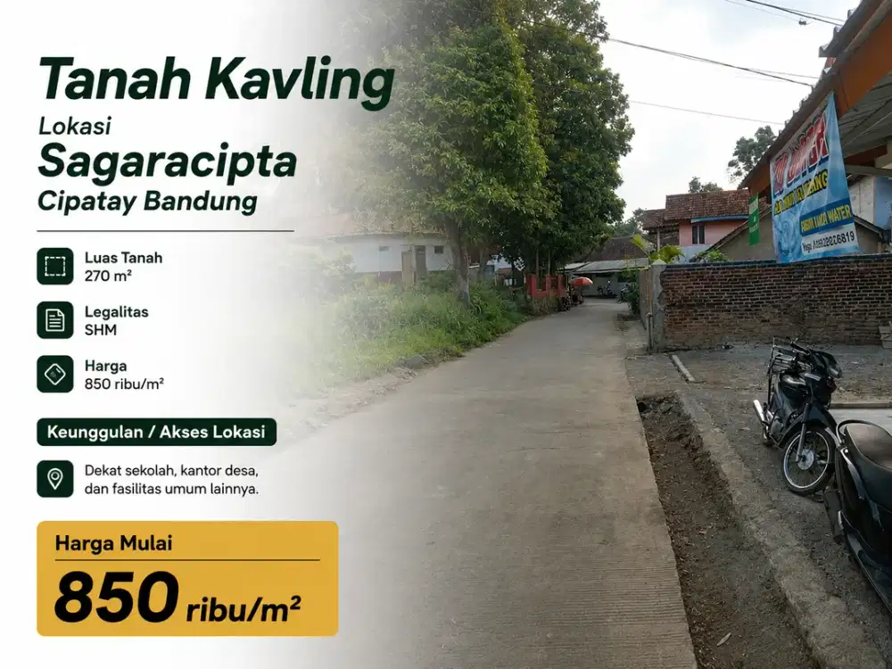 Cari Tanah Luas di Sagaracipta Ciparay Bandung Harga Mulai 850 Ribu per Meter