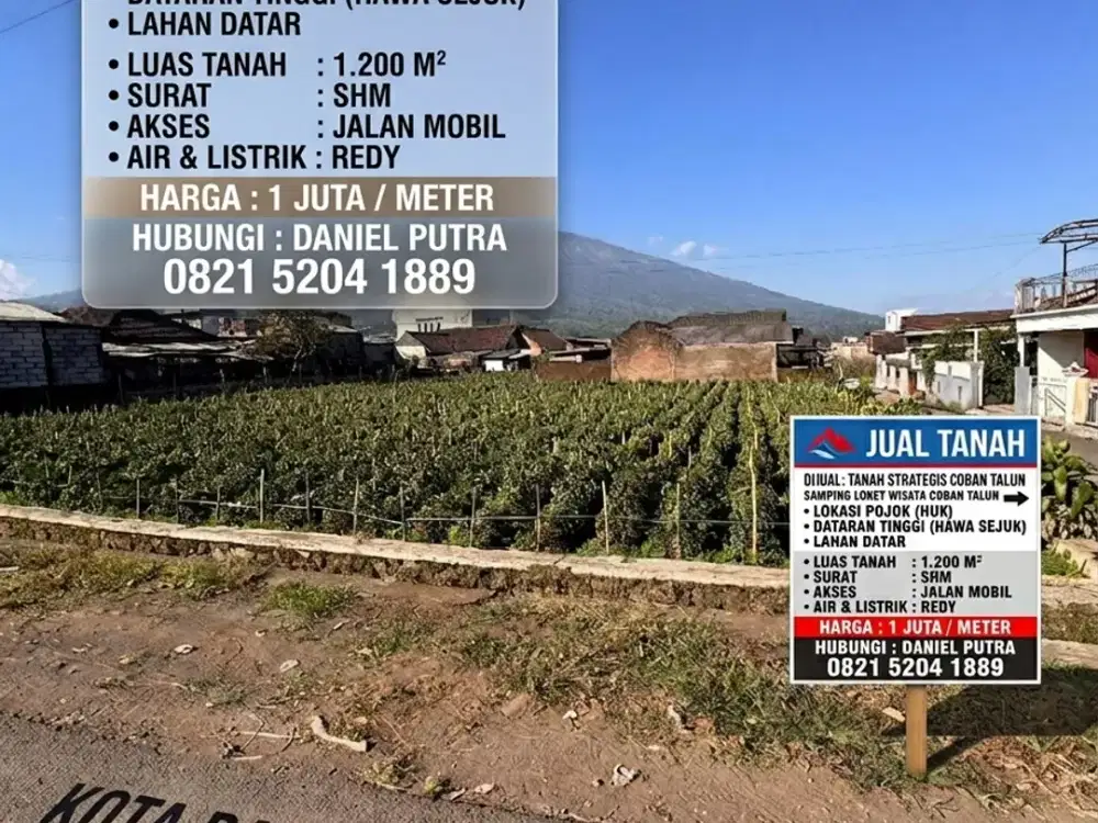 DIJUAL TANAH SIAP BANGUN DEKAT ALUN ALUN KOTA BATU