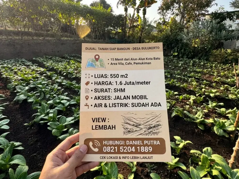 DIJUAL Tanah Murah Di kampung Samping loket Wisata Coban Talun
